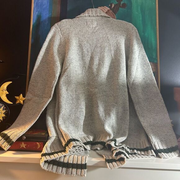 Roots Cabin Gray Cardigan Hi Low with Green Accents Medium - Picture 9 of 16
